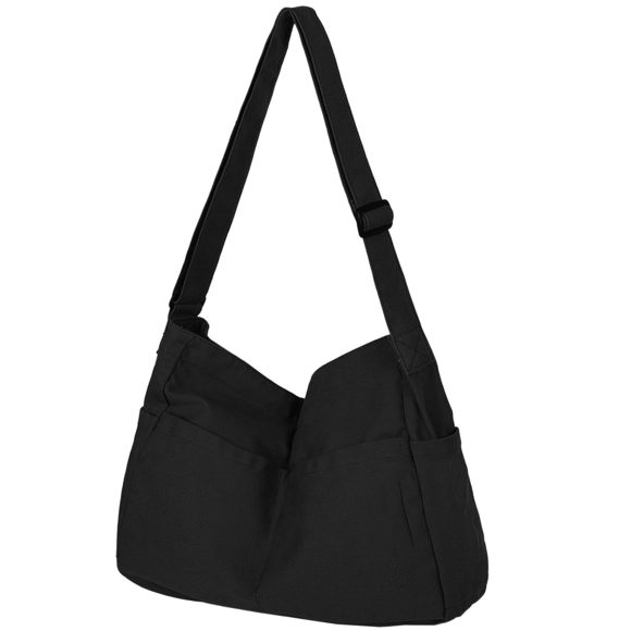 Extra Large Canvas Crossbody Tote Bag With Pockets And Men, <3 - Picture 1 of 6